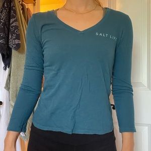 Salt Life small ocean blue long sleeve V-neck tee
